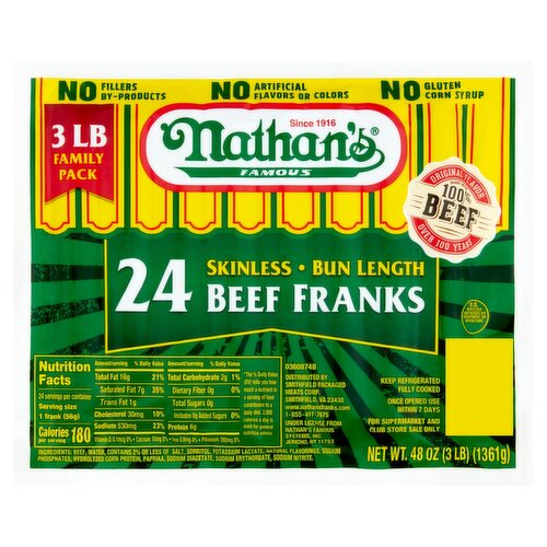 Beef Franks/Nathan's/ 3lb