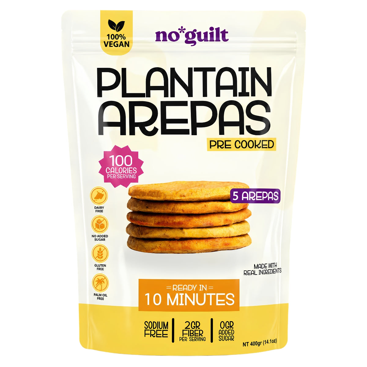 Arepas de Platano Pre-cocidas l 5 arepas l No*Guilt