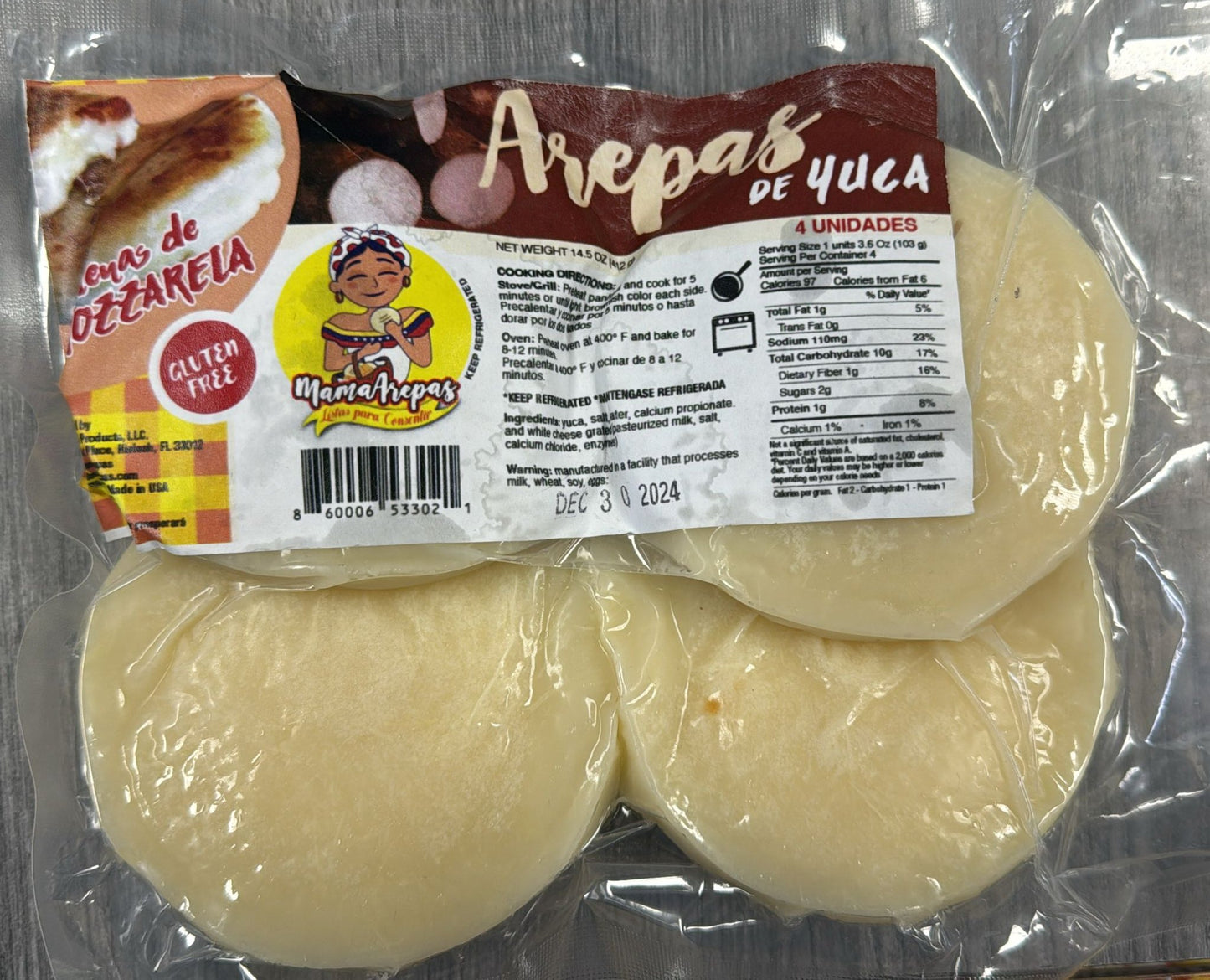 Arepas de Yuca/ Mama Arepas/ 4unidades