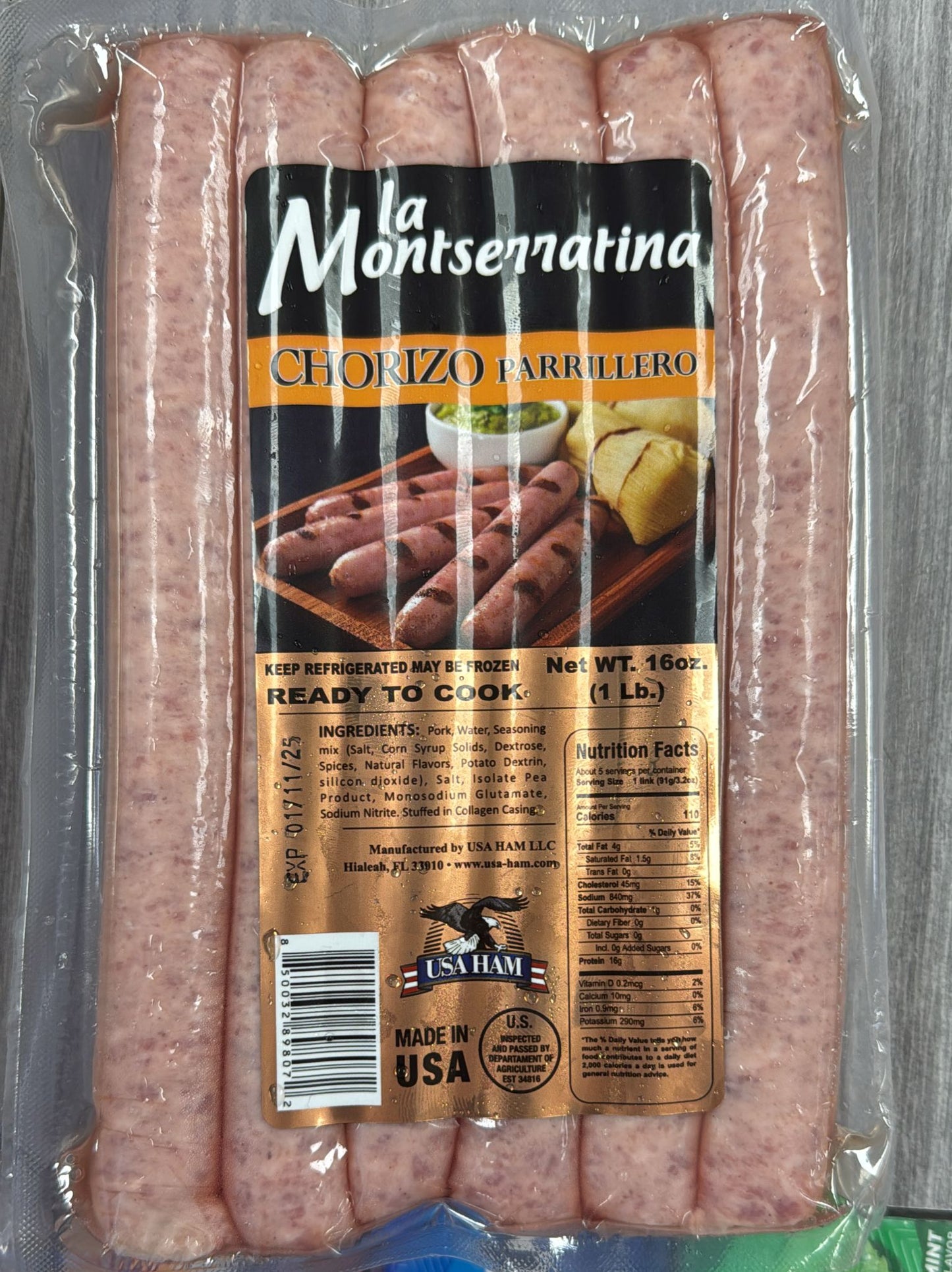 Chorizo Parrillero/ La Monserratina/ 1lb