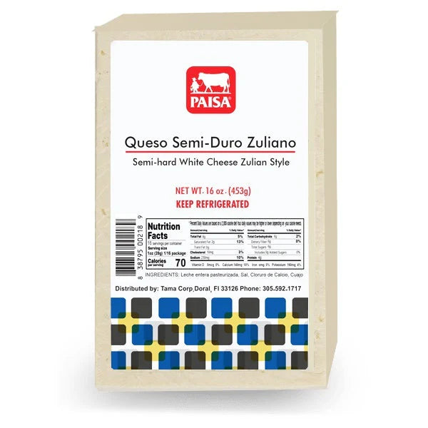 Queso Semiduro Zuliano - Semi Hard White Cheese